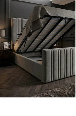 Ottoman: Slatted & Metal Gas Lift up Storage