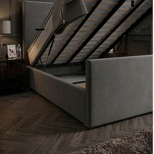 Ottoman: Slatted & Metal Gas Lift up Storage