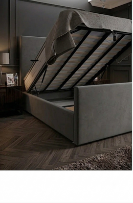 Ottoman: Slatted & Metal Gas Lift up Storage