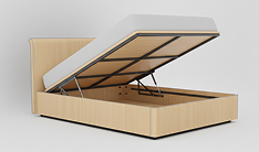 Ottoman: Slatted & Metal Gas Lift up Storage